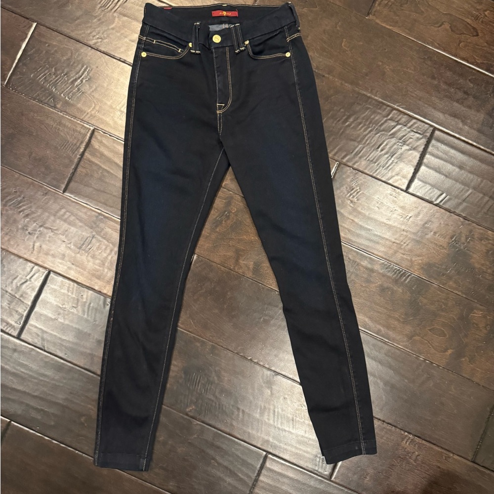 Dark blue wash 7 for All Mankind Mid Rise Skinny Jeans Size 25